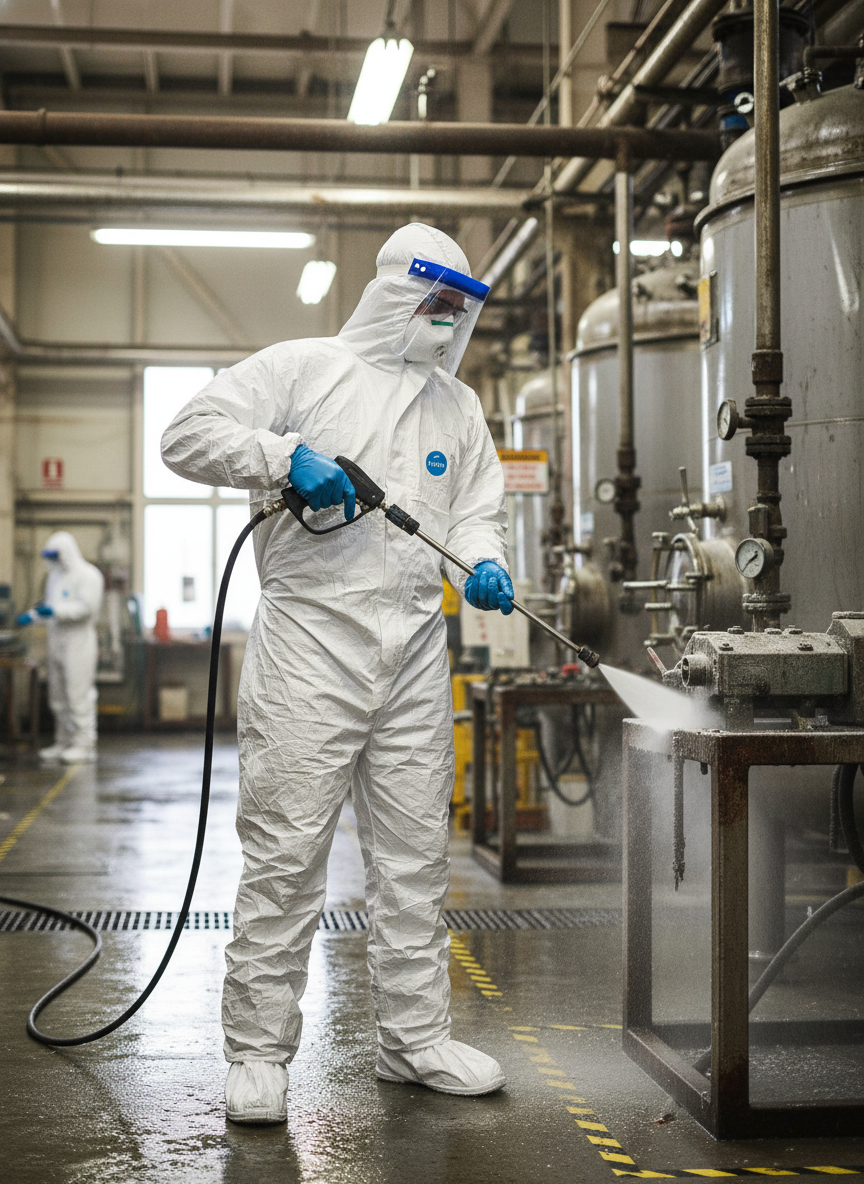 Coverall with 3-Piece Hood, Ergonomic Design, and Antistatic Features - Image 2