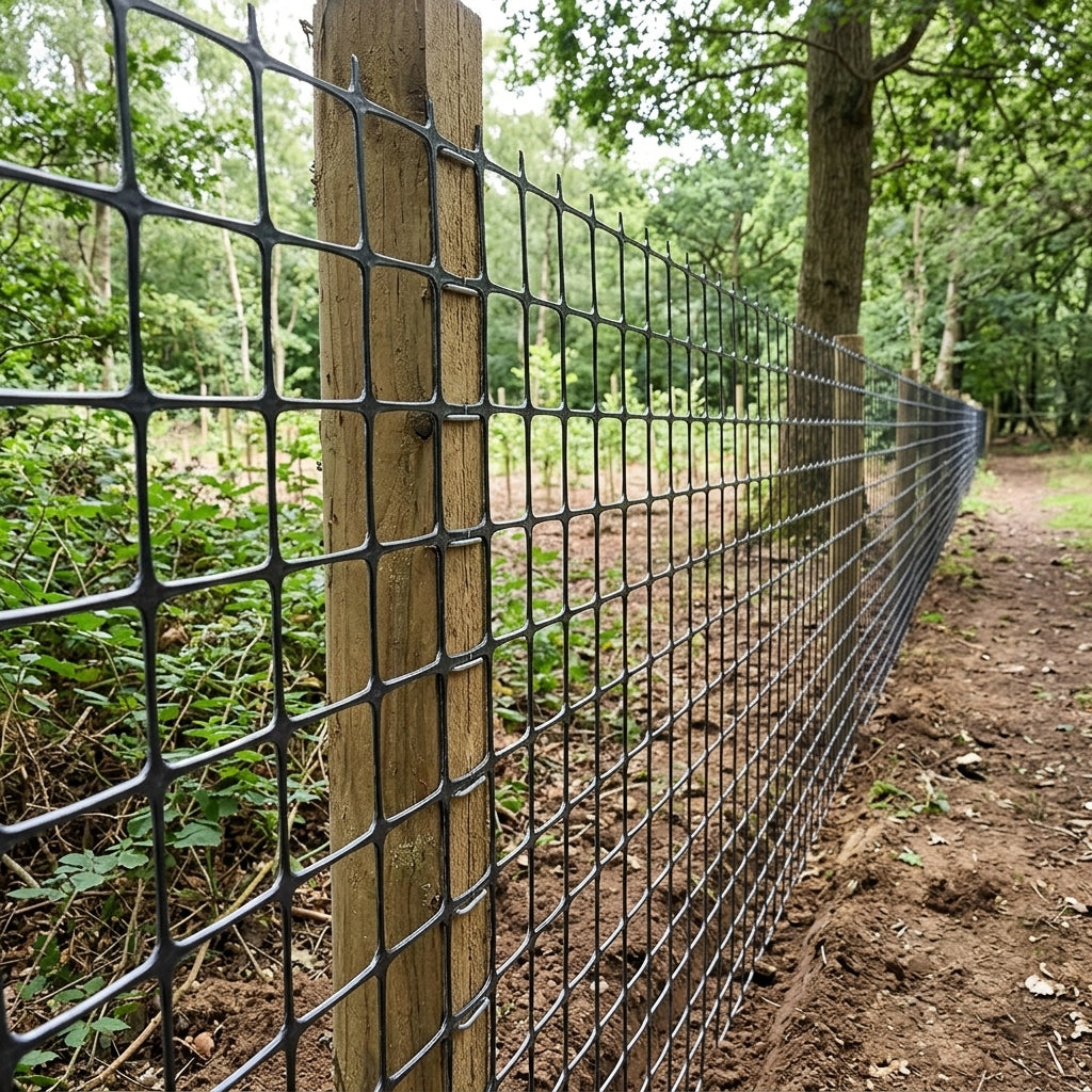 Black Polypropylene Deer Fencing Net - 1.8m x 100m Roll, 50mm Mesh
