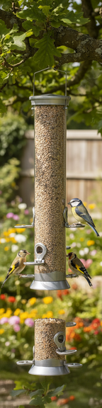 Seed Feeder with Polycarbonate Tubing and Squirrel Resistance