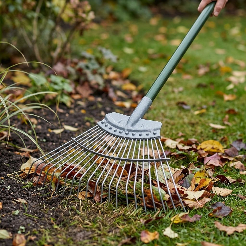 Lawn Rake with Metal Spring Head and Aluminium Shaft