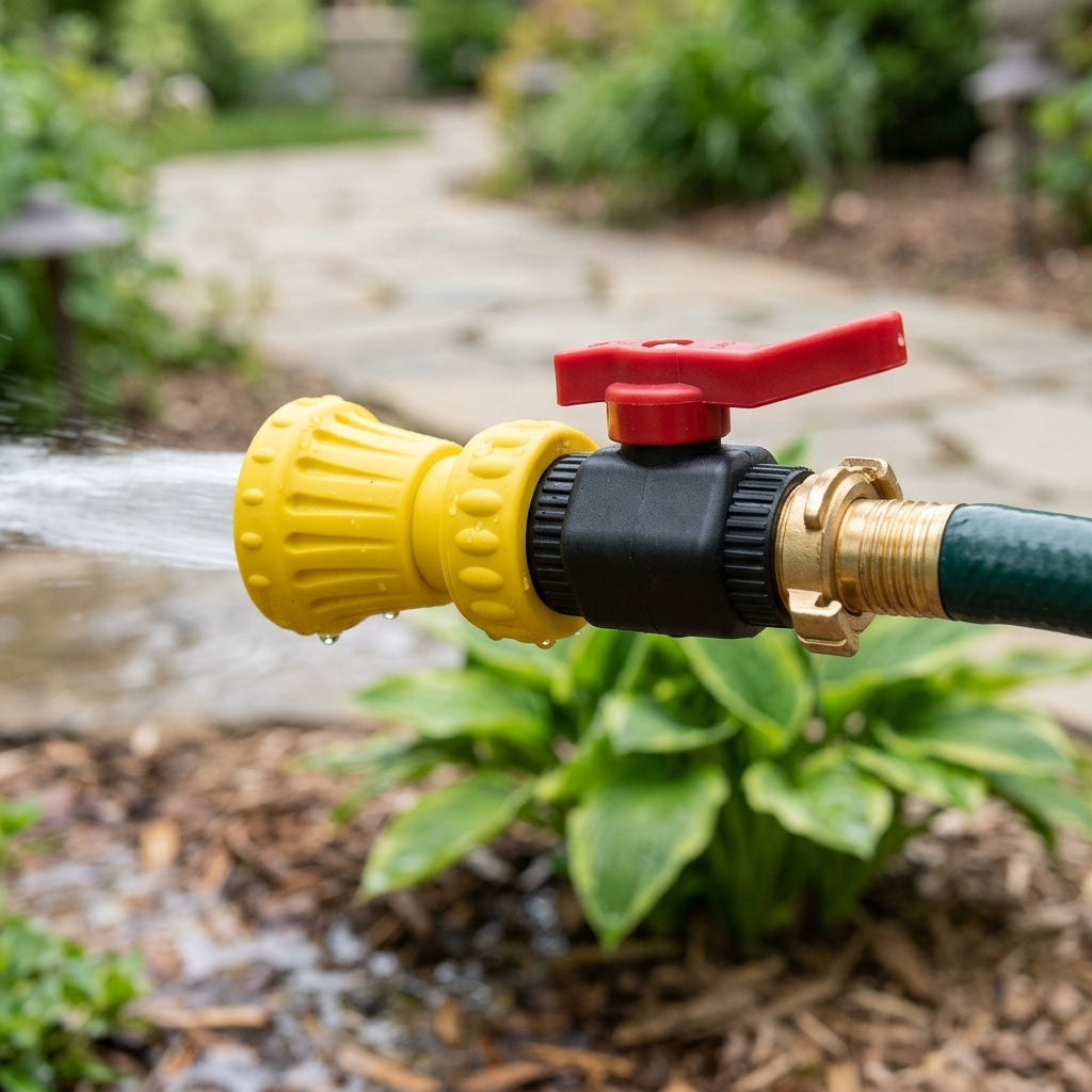 Handheld Spray Nozzle Yellow Adjustable with On/Off Valve (view 2)