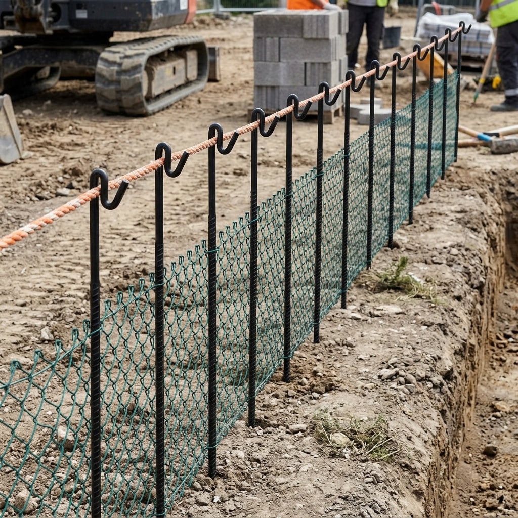 Road Pins - Pack of 10 Ribbed Mild Steel Fencing Stakes