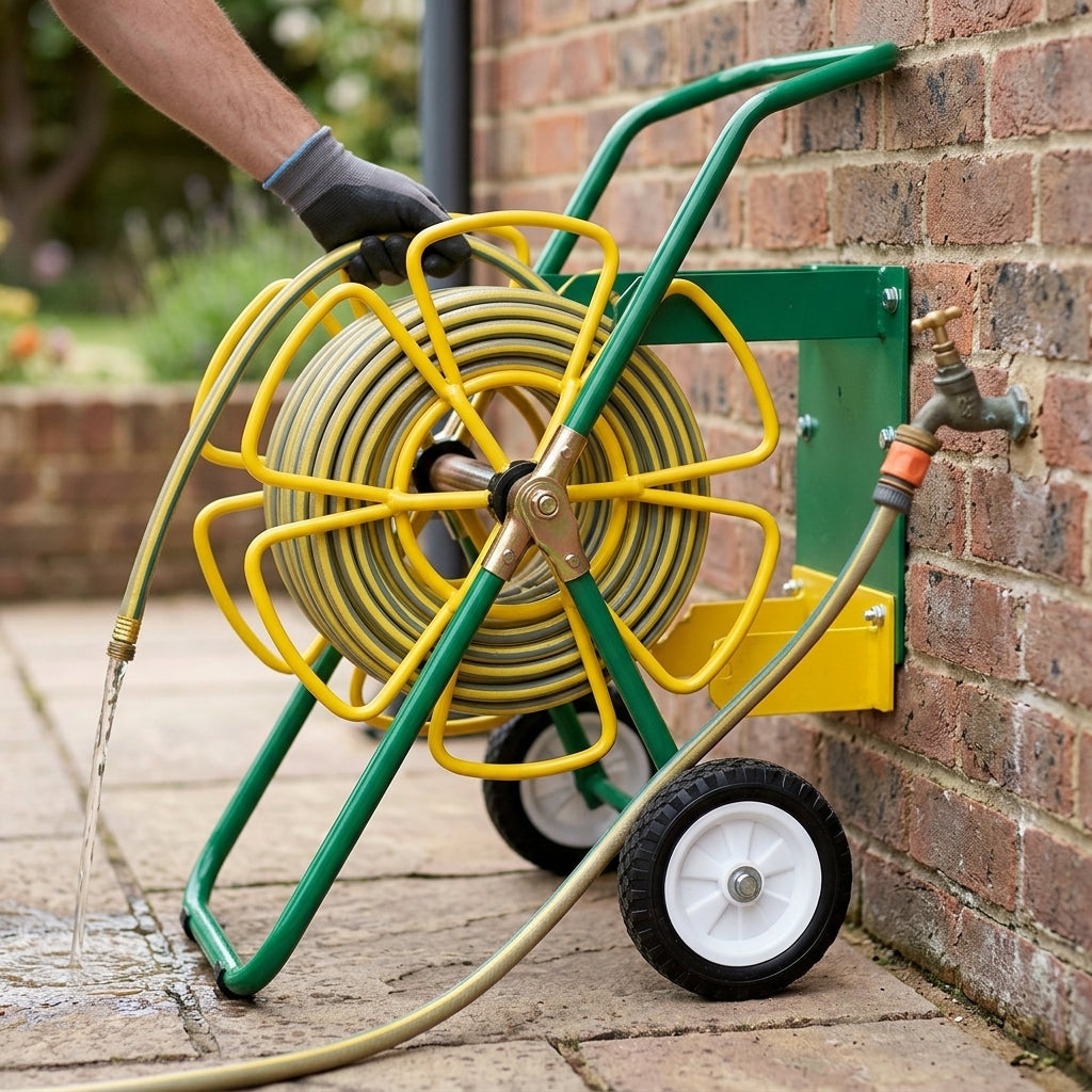 100m Domestic Hose Reel 1/2 inch Varnished Steel (view 2)