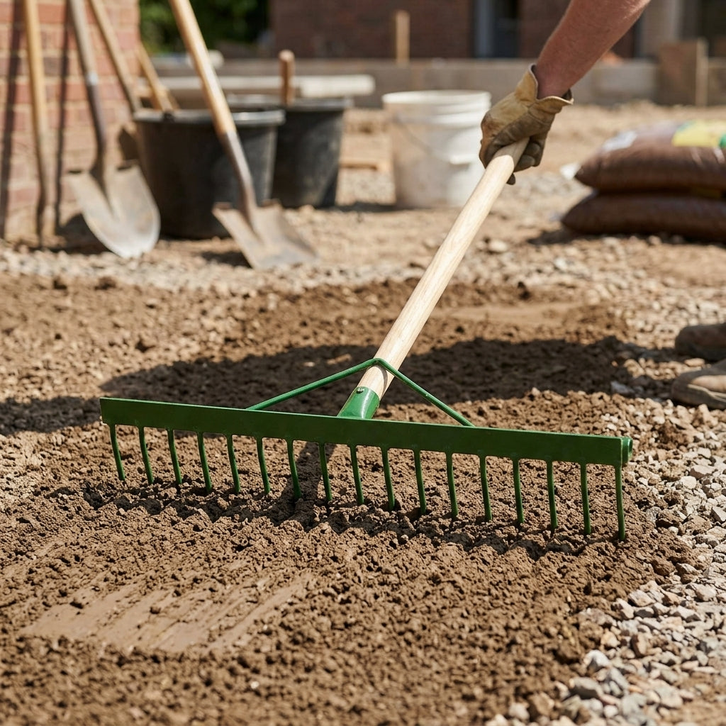 70cm Steel Landscaping Rake with 18 Teeth and Ash Handle