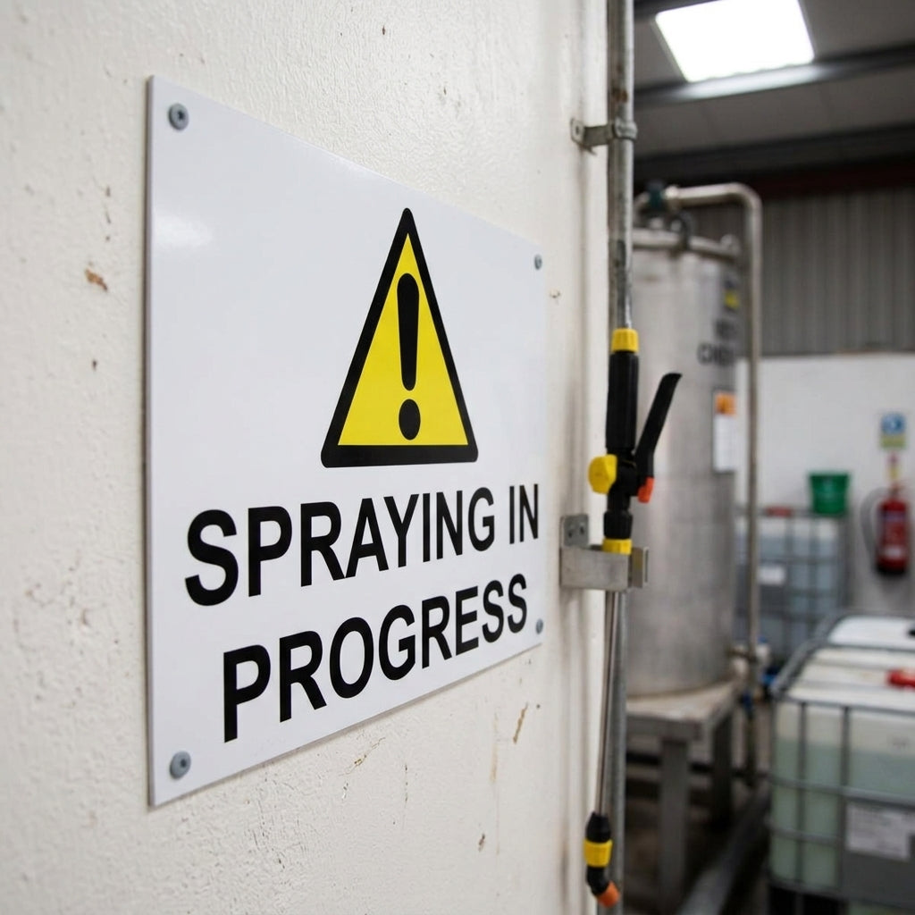 Spraying & Chemical Store Warning Sign (view 2)