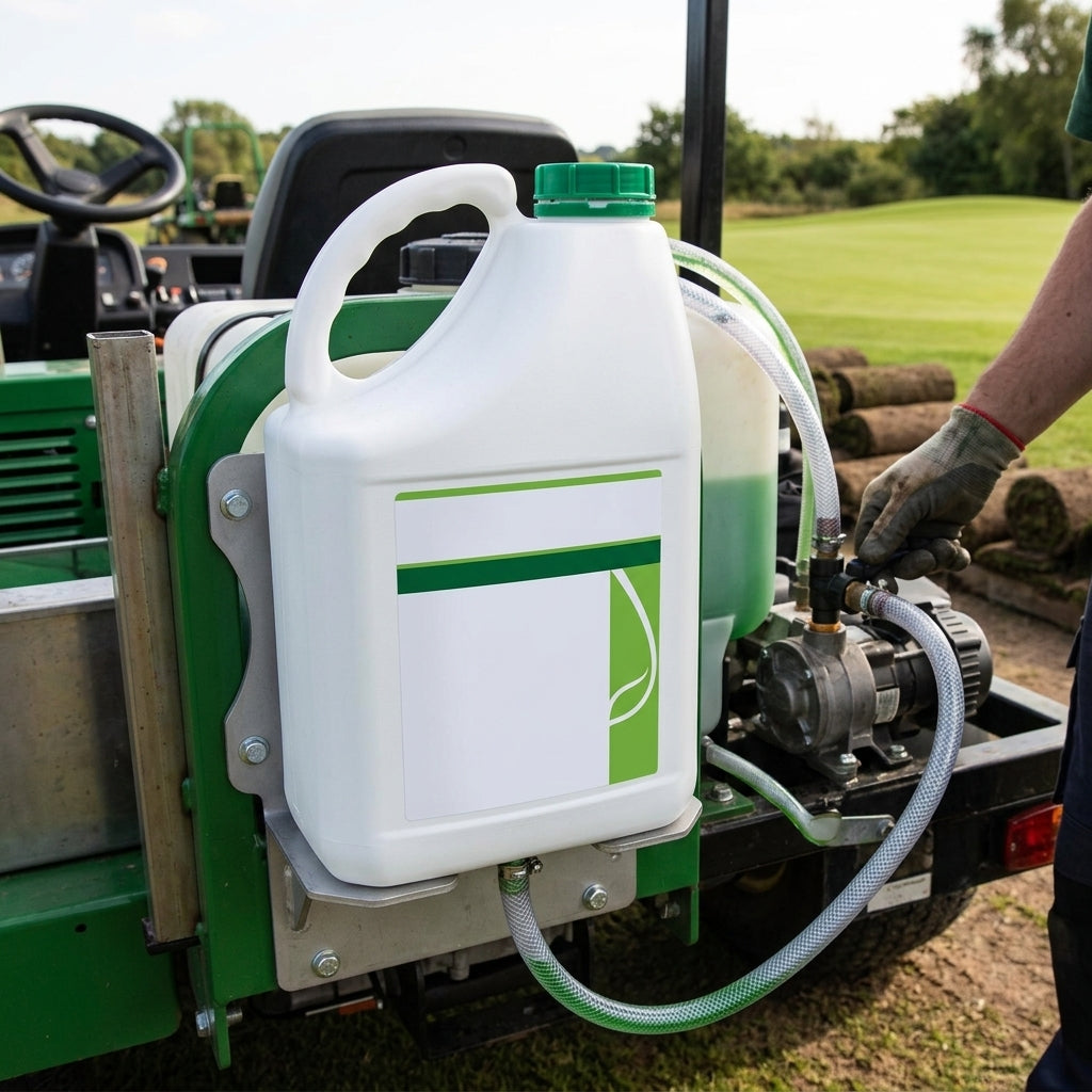 Turf wetting agent 10L in a turf sprayer on a golf course