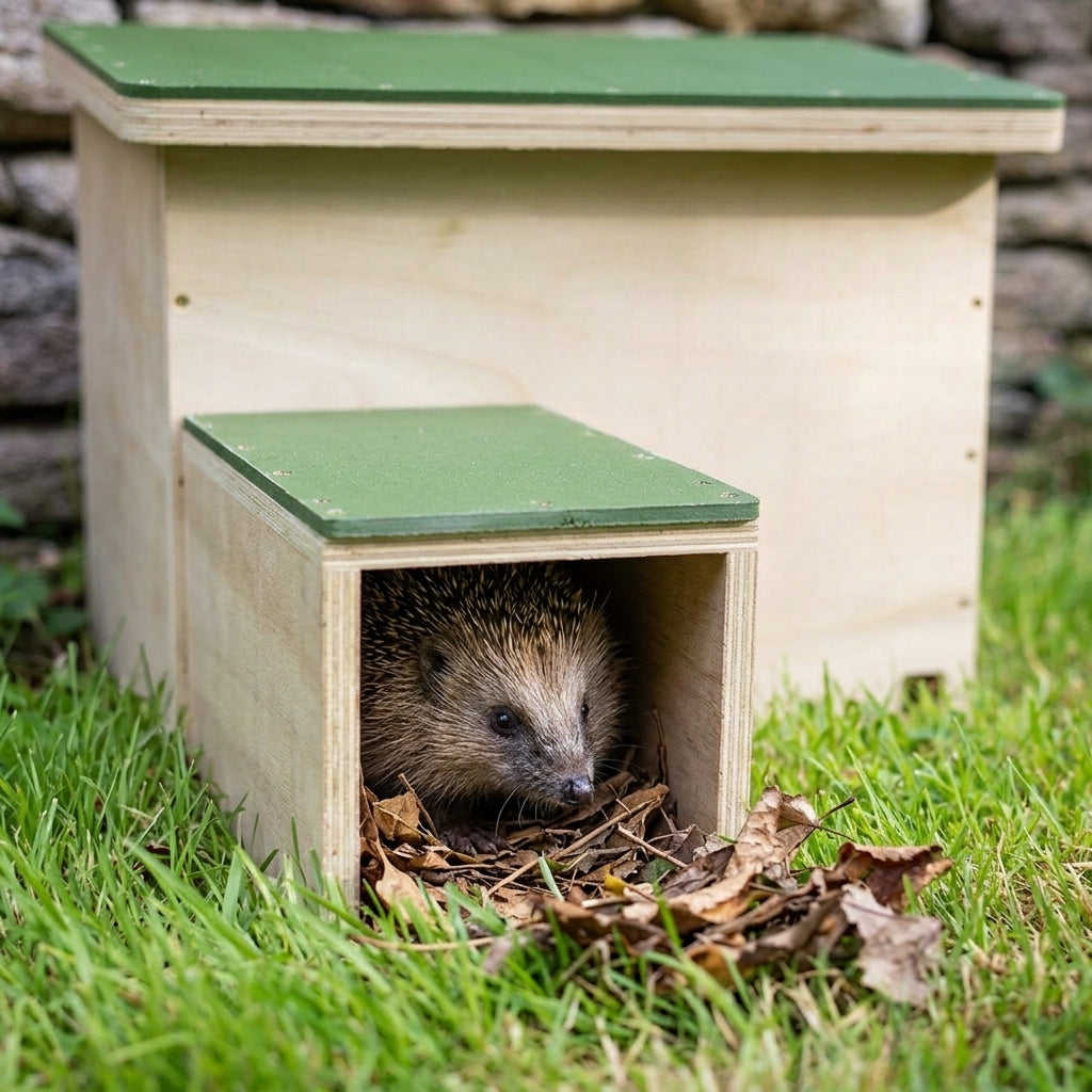 Hedgehog House with Protective Entrance Tunnel (view 2)