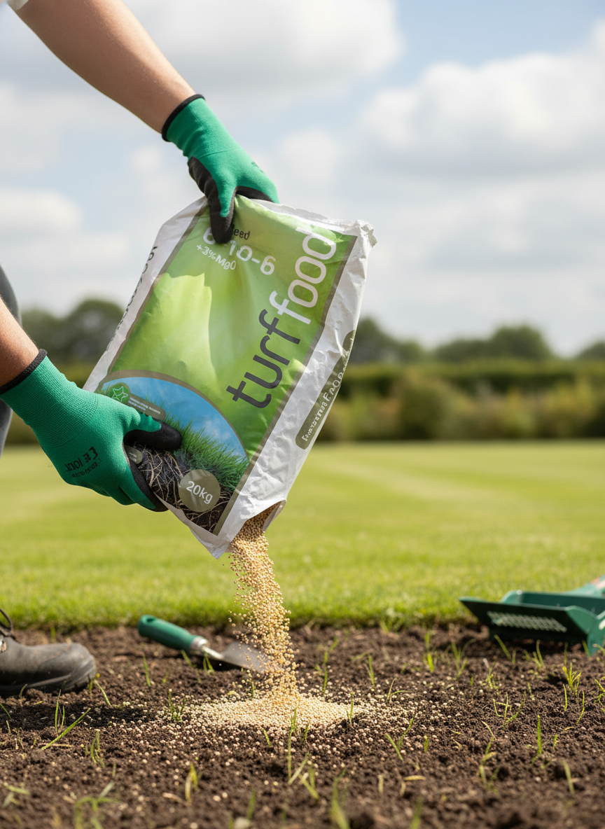 Turf Food Preseed Fertiliser 6-10-6 +3%MgO for Healthy Grass Establishment 20kg