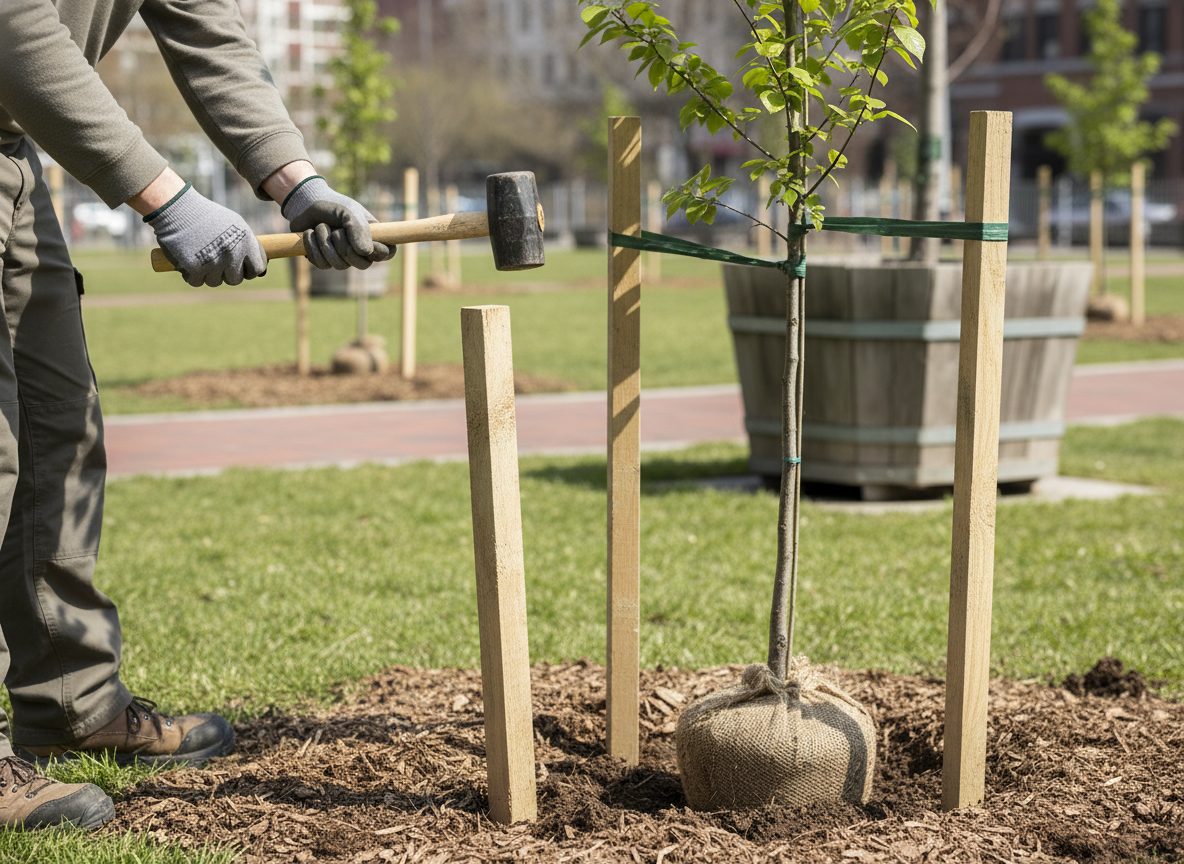 Treated Square Tree Stakes for Garden Fencing and Support