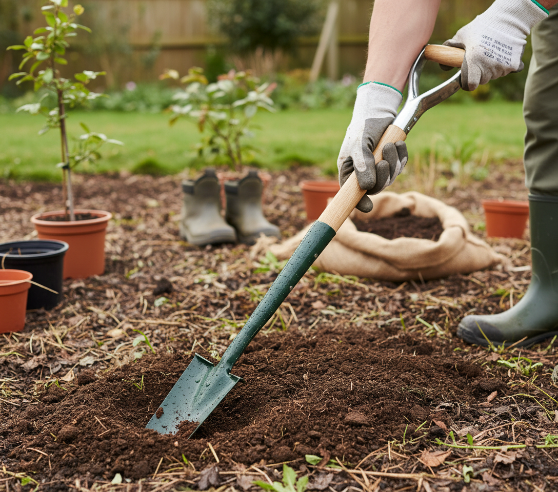 Professional Tree Planting Spade with Ash Handle and Treaded Blade for Efficient Planting - Main Product Image