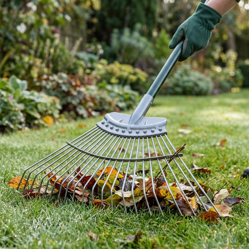 Lawn Rake with Metal Spring Head and Aluminium Shaft (view 2)