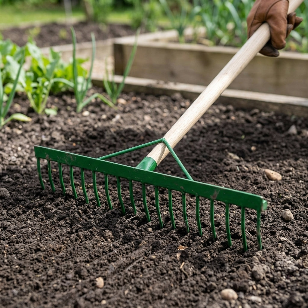 70cm Steel Landscaping Rake with 18 Teeth and Ash Handle (view 2)