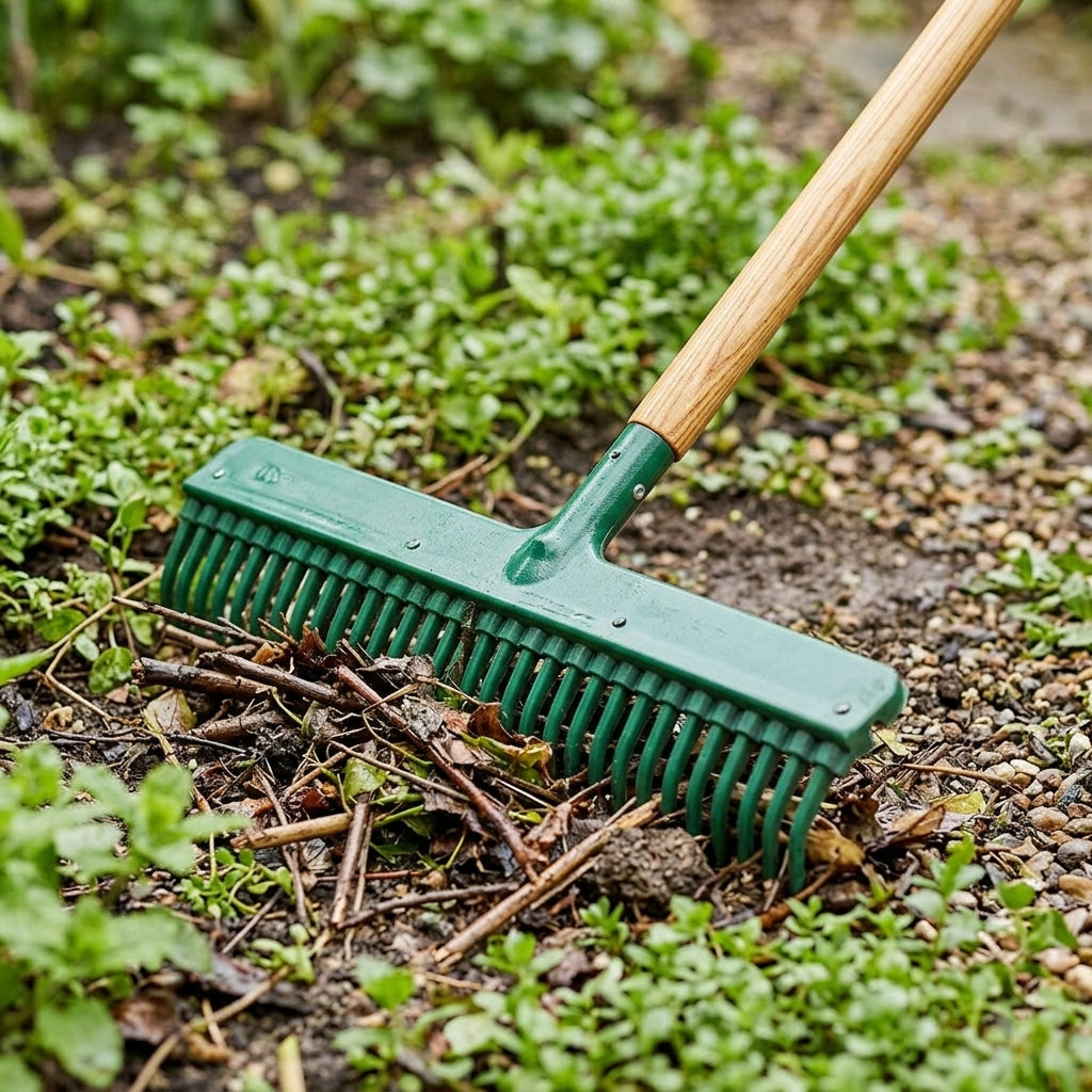 Rubber Rake with Ash Shaft for All Surfaces