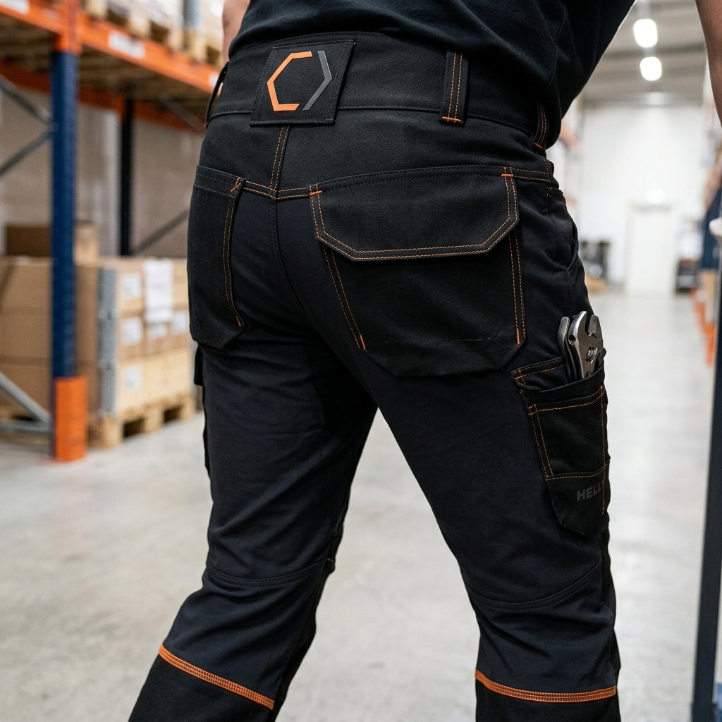Cargo Trousers 33-39in Black 4-Way Stretch (view 2)