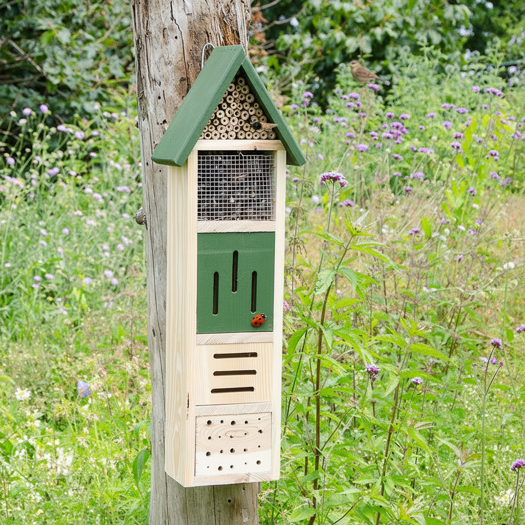Insect Tower with Vertical Slots for Butterflies, Ladybirds, and Lacewings
