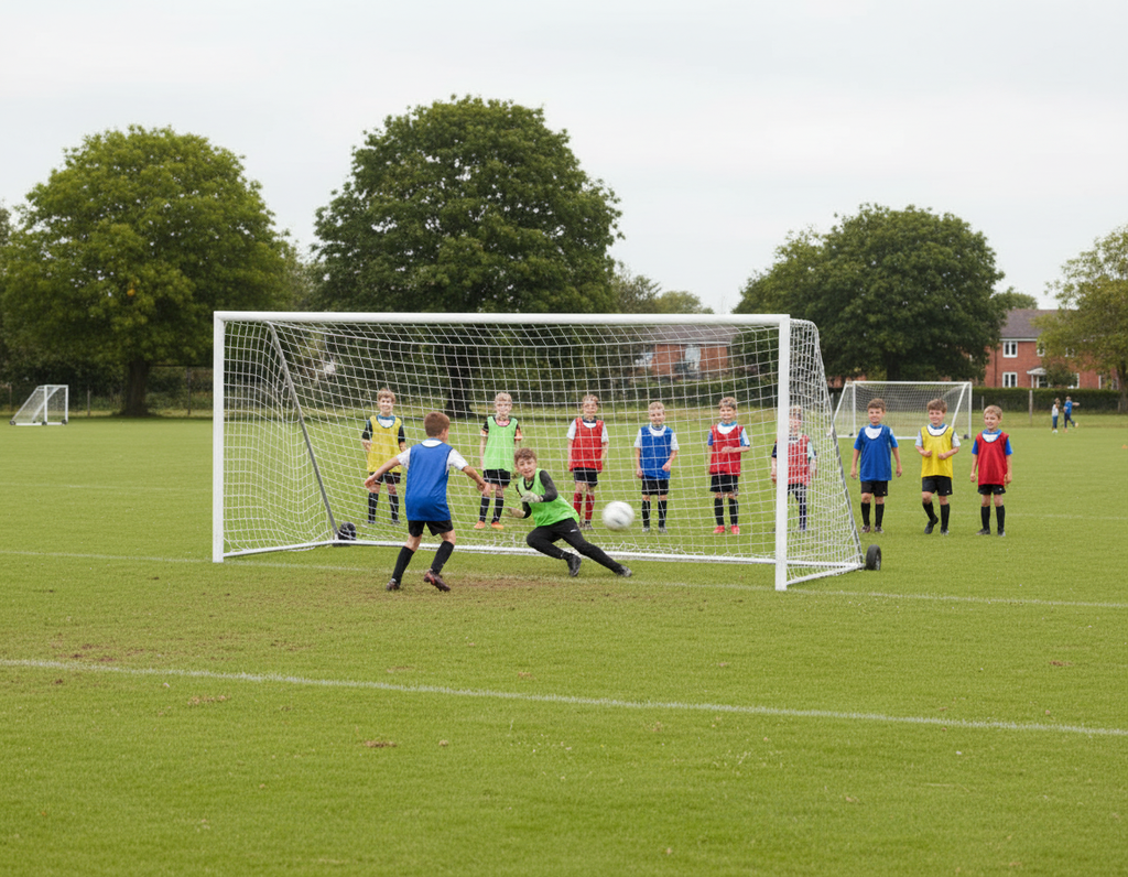 Folding Freestanding 9 v 9 Football Goals - Image 2