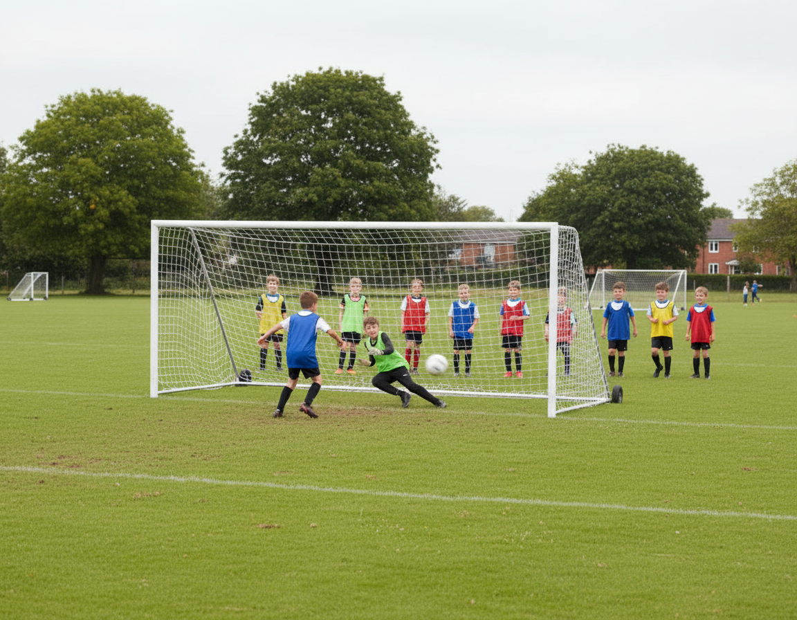 Folding Freestanding 9 v 9 Football Goals - Image 2